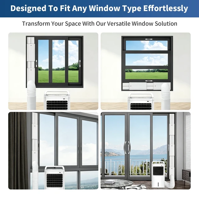 Alt view image 7 of 7 - fepoch Portable Air Conditioner Sliding Door Vent Kit - Adjustable Length up to 90 Inches, Universal Balcony Seal Plate Set for 5.1" & 5.9" Diameter AC Exhaust Hose