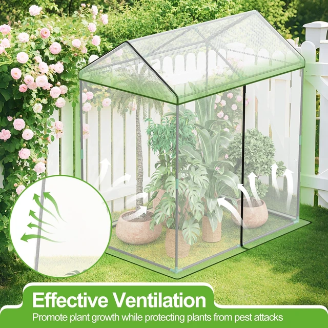 Alt view image 5 of 7 - SPECILITE 51"x35"x49" Walk-in Garden Plant Netting Mesh Cover | Crop Cage, with Frame & Zippered Door, Plant Protectors from Animals, for Vegetables & Fruits