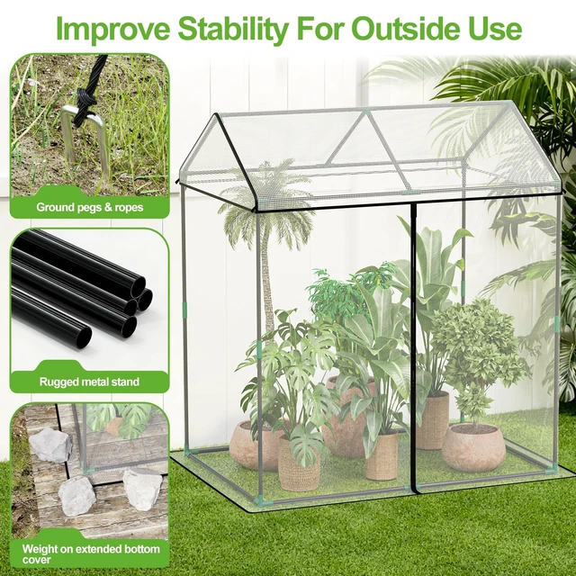 Alt view image 6 of 7 - SPECILITE 51"x35"x49" Walk-in Garden Plant Netting Mesh Cover | Crop Cage, with Frame & Zippered Door, Plant Protectors from Animals, for Vegetables & Fruits