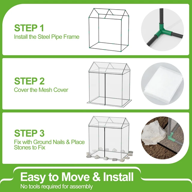 Alt view image 7 of 7 - SPECILITE 51"x35"x49" Walk-in Garden Plant Netting Mesh Cover | Crop Cage, with Frame & Zippered Door, Plant Protectors from Animals, for Vegetables & Fruits