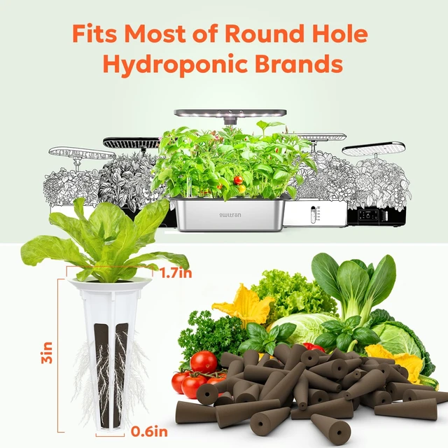 Alt view image 2 of 7 - Owltron 165 Pcs Hydroponic Seed Pods Kits, Grow Anything Kit Pod for Indoor Herb Garden with 50 Sponges, 4 A&B Nutrient Plant Food, 30 Baskets, 50 Stickers, 30 Germination Domes, 1 Tweezer