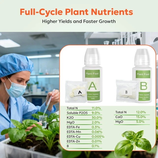Alt view image 5 of 7 - Owltron 165 Pcs Hydroponic Seed Pods Kits, Grow Anything Kit Pod for Indoor Herb Garden with 50 Sponges, 4 A&B Nutrient Plant Food, 30 Baskets, 50 Stickers, 30 Germination Domes, 1 Tweezer