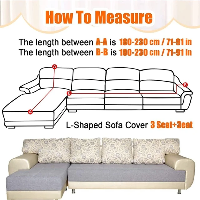 Alt view image 2 of 5 - Couch Covers for Sectional Sofa l Shape Slipcovers l Shaped Cover Black | 2 Piece Universal Stretch Fabric Sectional slipcover Couch Cover Protector (L Shape 3+3 Seater)