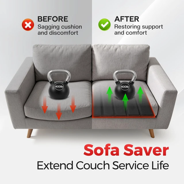 Alt view image 2 of 7 - Comfyanno Couch Cushion Support Board for Sagging 3-Seat Sofa, 21.5" x 70" | Heavy-Duty Solid Wood Board, Ready to Use, Repair Sinking Couch, Sofa Saver