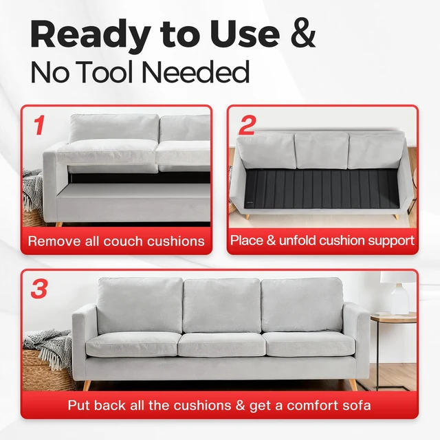 Alt view image 7 of 7 - Comfyanno Couch Cushion Support Board for Sagging 3-Seat Sofa, 21.5" x 70" | Heavy-Duty Solid Wood Board, Ready to Use, Repair Sinking Couch, Sofa Saver