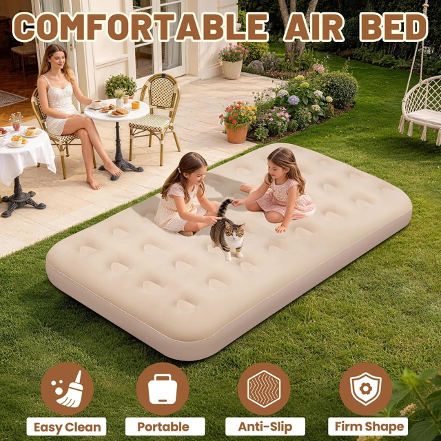 Alt view image 6 of 7 - MeiLyte Inflatable Bed Twin Size, Inflatable Air Mattress with Backrest | Inflatable Couch for Adults with Flocked Surface, Comfortable Inflatable Sofa Bed, Inflatable Couch for Camping,Outdoor