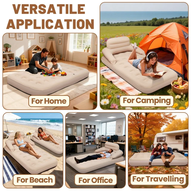 Alt view image 7 of 7 - MeiLyte Inflatable Bed Twin Size, Inflatable Air Mattress with Backrest | Inflatable Couch for Adults with Flocked Surface, Comfortable Inflatable Sofa Bed, Inflatable Couch for Camping,Outdoor