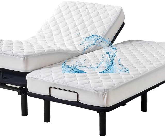 Main image of Waterproof Quilted Split King Mattress Protector Pad for Adjustable Bed | 2 Mattress Pads in 1 Package Each 39x80 with Up to 16 Deep Pocket, Stay in Place Fitted Cover, Noiseless Soft Padded Topper