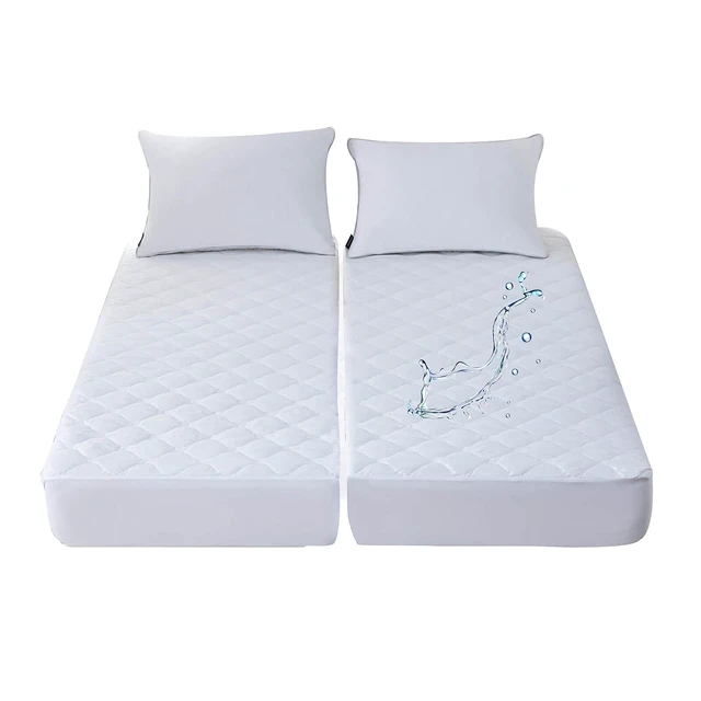 Alt view image 2 of 7 - Waterproof Quilted Split King Mattress Protector Pad for Adjustable Bed | 2 Mattress Pads in 1 Package Each 39x80 with Up to 16 Deep Pocket, Stay in Place Fitted Cover, Noiseless Soft Padded Topper