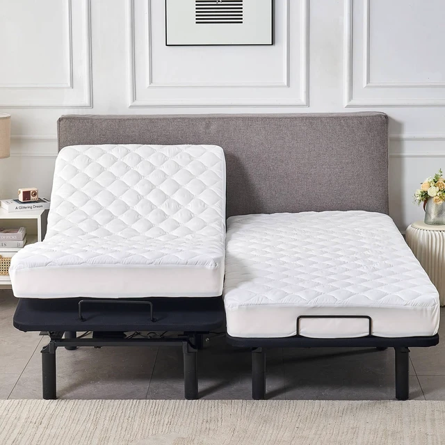 Alt view image 3 of 7 - Waterproof Quilted Split King Mattress Protector Pad for Adjustable Bed | 2 Mattress Pads in 1 Package Each 39x80 with Up to 16 Deep Pocket, Stay in Place Fitted Cover, Noiseless Soft Padded Topper
