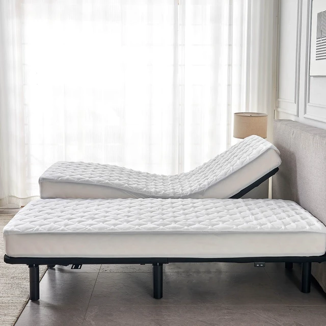 Alt view image 6 of 7 - Waterproof Quilted Split King Mattress Protector Pad for Adjustable Bed | 2 Mattress Pads in 1 Package Each 39x80 with Up to 16 Deep Pocket, Stay in Place Fitted Cover, Noiseless Soft Padded Topper