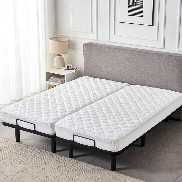 Alt view image 7 of 7 - Waterproof Quilted Split King Mattress Protector Pad for Adjustable Bed | 2 Mattress Pads in 1 Package Each 39x80 with Up to 16 Deep Pocket, Stay in Place Fitted Cover, Noiseless Soft Padded Topper