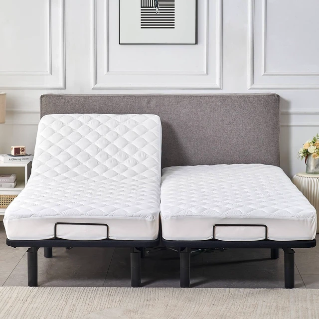 Alt view image 4 of 7 - Waterproof Quilted Split King Mattress Protector Pad for Adjustable Bed | 2 Mattress Pads in 1 Package Each 39x80 with Up to 16 Deep Pocket, Stay in Place Fitted Cover, Noiseless Soft Padded Topper