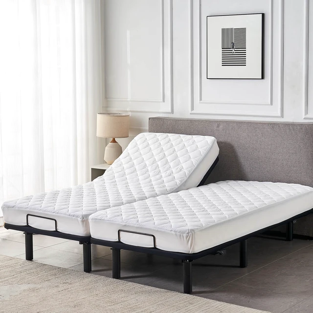 Alt view image 5 of 7 - Waterproof Quilted Split King Mattress Protector Pad for Adjustable Bed | 2 Mattress Pads in 1 Package Each 39x80 with Up to 16 Deep Pocket, Stay in Place Fitted Cover, Noiseless Soft Padded Topper