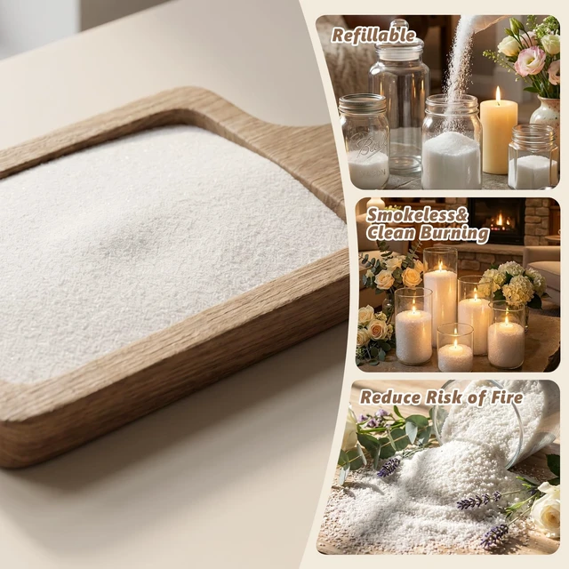 Alt view image 3 of 7 - SAEUYVB 10 lbs White Natural Pearled Candle Sand Kit | Refillable DIY Candle Making Kit with 8 Scents,50 Wicks,Ideal DIY Craft Gift Decoration for Birthdays, Christmas,Weddings