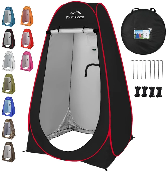 Main image of Your Choice Pop-Up Shower Tent, 47.2W x74.8 H Changing Tent - Black | Waterproof Silver Coating Portable Shelter with Carry Bag for Camping, Beach, RV, Hiking, Fishing