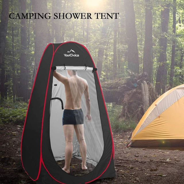 Alt view image 4 of 7 - Your Choice Pop-Up Shower Tent, 47.2W x74.8 H Changing Tent - Black | Waterproof Silver Coating Portable Shelter with Carry Bag for Camping, Beach, RV, Hiking, Fishing