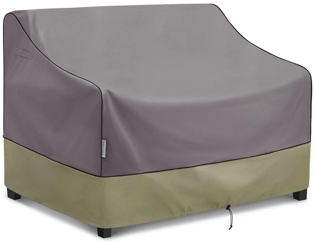 Main image of KylinLucky Outdoor Patio Loveseat Covers 66 x 34 x 38 inch Waterproof Grey | Heavy Duty 600D for Outside Couch, UV Resistant, Windproof Straps, All-Weather Protection