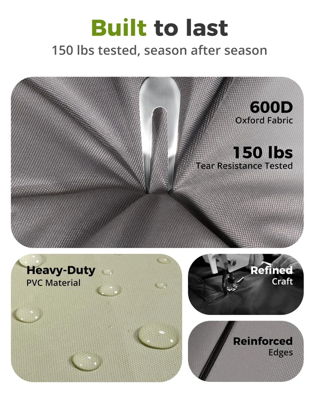 Alt view image 7 of 7 - KylinLucky Outdoor Patio Loveseat Covers 66 x 34 x 38 inch Waterproof Grey | Heavy Duty 600D for Outside Couch, UV Resistant, Windproof Straps, All-Weather Protection