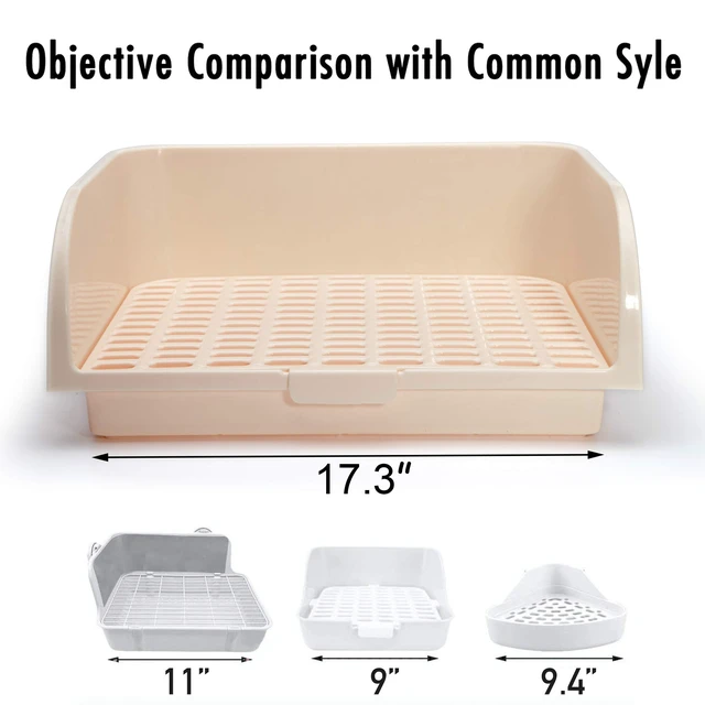 Alt view image 3 of 6 - CalPalmy X-Large Rabbit Litter Box with 10PCS Bonus Pads, Drawer, Corner Toilet Box 17.3" x 13" and Bigger Pet Pan for Adult Guinea Pigs, Chinchilla, Ferret, Galesaur, Small Animals