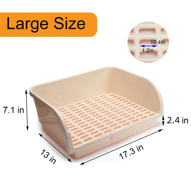 Alt view image 4 of 6 - CalPalmy X-Large Rabbit Litter Box with 10PCS Bonus Pads, Drawer, Corner Toilet Box 17.3" x 13" and Bigger Pet Pan for Adult Guinea Pigs, Chinchilla, Ferret, Galesaur, Small Animals