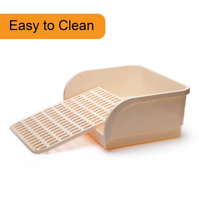 Alt view image 5 of 6 - CalPalmy X-Large Rabbit Litter Box with 10PCS Bonus Pads, Drawer, Corner Toilet Box 17.3" x 13" and Bigger Pet Pan for Adult Guinea Pigs, Chinchilla, Ferret, Galesaur, Small Animals