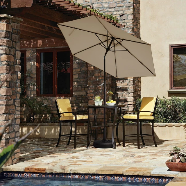 Alt view image 7 of 7 - JEAREY 7.5 ft Outdoor Patio Umbrella, Table Umbrella,Bold Blue-Green Stripe | 6 Sturdy Ribs, Tilt & Crank lift, Vented Canopy, Ideal for Garden, Deck, Backyard, Pool & Beach