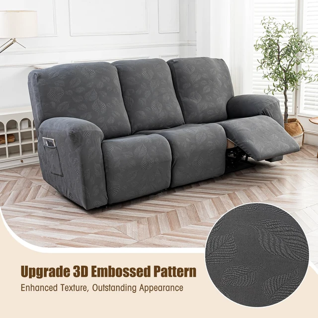 Alt view image 2 of 7 - Gennia Waterproof Recliner Sofa Cover 3-Seat (Dark Gray) | Stretch Elastic Base For Stable Fit, Blocks Pet Scratches, Fur & Stains, Easy Install & Machine Wash