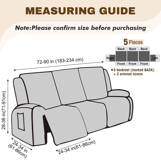 Alt view image 4 of 7 - Gennia Waterproof Recliner Sofa Cover 3-Seat (Dark Gray) | Stretch Elastic Base For Stable Fit, Blocks Pet Scratches, Fur & Stains, Easy Install & Machine Wash