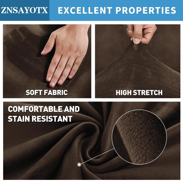 Alt view image 2 of 7 - ZNSAYOTX 2026 Velvet Oversized Recliner Cover 3-Piece, Luxury Plush Recliner Chair Covers with Elastic Band & Ties Stay in Place, Stretch Reclining Slipcover for Lazy Boy Soft Washable (Dark Coffee)