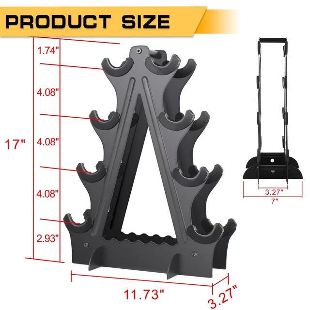 Alt view image 3 of 7 - Dumbbell Rack 4 Tier Weight Rack for Dumbbells Compact Dumbell Rack Stand Only for Home Gym Weight Stand, (Rack ONLY)