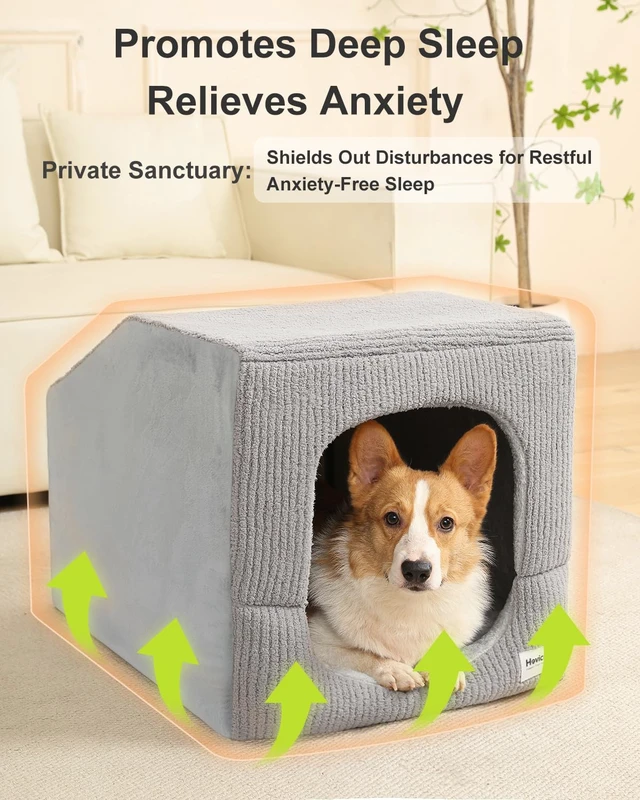 Alt view image 2 of 7 - Hovicaed Indoor Dog House Small Sized Dog Tent with Dog Cave Bed 26x20ines | Covered Dog Bed With Washable Removable Cover-Pet Orthopedic Egg-Crate Foam Cushion Sturdy Frame For Inside Dog House