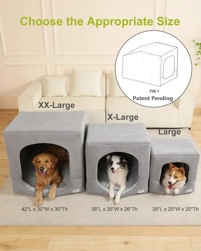 Alt view image 3 of 7 - Hovicaed Indoor Dog House Small Sized Dog Tent with Dog Cave Bed 26x20ines | Covered Dog Bed With Washable Removable Cover-Pet Orthopedic Egg-Crate Foam Cushion Sturdy Frame For Inside Dog House