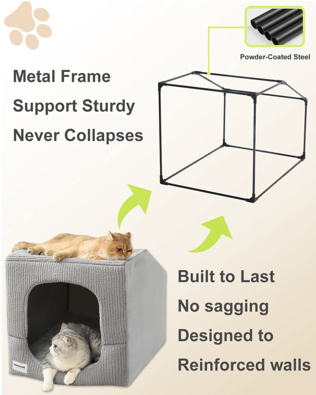 Alt view image 6 of 7 - Hovicaed Indoor Dog House Small Sized Dog Tent with Dog Cave Bed 26x20ines | Covered Dog Bed With Washable Removable Cover-Pet Orthopedic Egg-Crate Foam Cushion Sturdy Frame For Inside Dog House