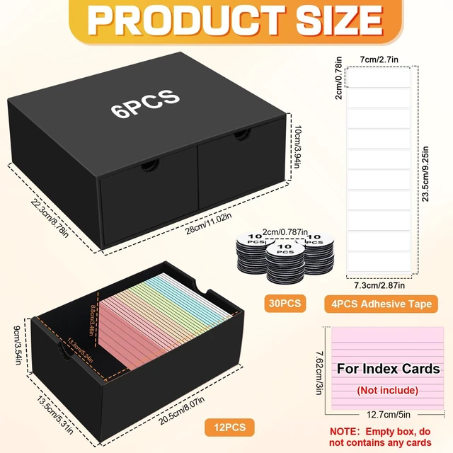 Alt view image 2 of 7 - aopule 10Packs 4x6 Index Card Box,Index Card Organizer Box with Lid,Hold 10000 Cards,Black Recipe Holder for 4''x6'' Notecard Recipe Flashcard Card