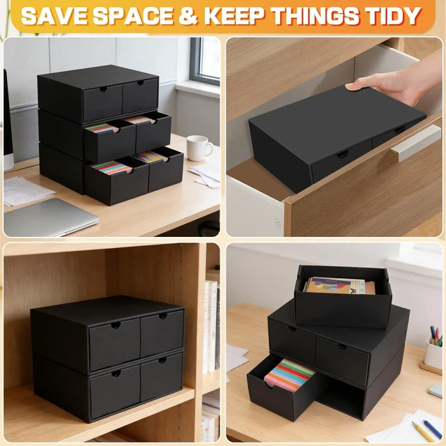 Alt view image 7 of 7 - aopule 10Packs 4x6 Index Card Box,Index Card Organizer Box with Lid,Hold 10000 Cards,Black Recipe Holder for 4''x6'' Notecard Recipe Flashcard Card
