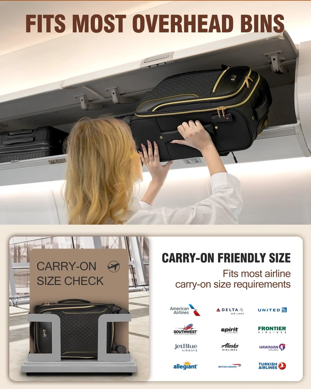 Alt view image 4 of 7 - Carry On Luggage 22x14x9 Airline Approved, 20" Softside Suitcase for Travel | Lightweight Luggage for Women Men, 4 packing cubes, TSA Lock, Soft Side Carry-on Suitcases with 4 Spinner Wheels, Black