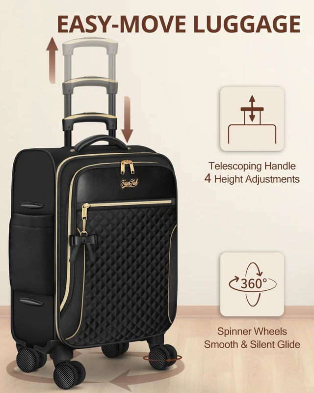 Alt view image 5 of 7 - Carry On Luggage 22x14x9 Airline Approved, 20" Softside Suitcase for Travel | Lightweight Luggage for Women Men, 4 packing cubes, TSA Lock, Soft Side Carry-on Suitcases with 4 Spinner Wheels, Black