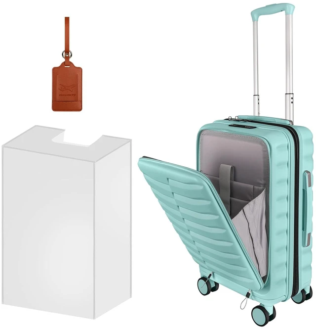 Main image of WireHot Small 22×14×9 Airline Approved Carry On Luggage with Cover and Tag | Front Open Pocket, Spinner Wheels, ABS+PC Hardshell, TSA Lock, YKK Zipper, GRS Certified, Waterproof