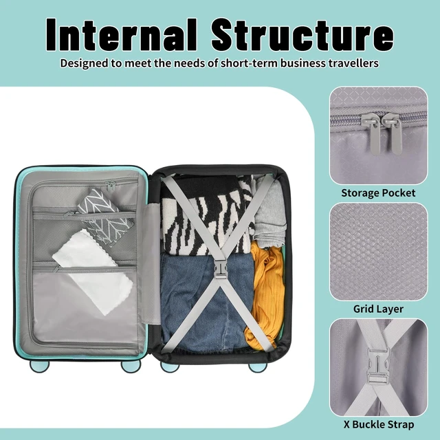 Alt view image 7 of 7 - WireHot Small 22×14×9 Airline Approved Carry On Luggage with Cover and Tag | Front Open Pocket, Spinner Wheels, ABS+PC Hardshell, TSA Lock, YKK Zipper, GRS Certified, Waterproof
