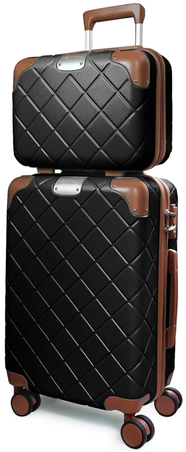 Main image of Voytra Lightweight Carry on Luggage 22x14x9 Airline Approved Suitcases with Wheels YKK Zipper TSA Lock, 2 Piece Luggage Set for Weekend Getaways & Travel Business (14/20 Black)