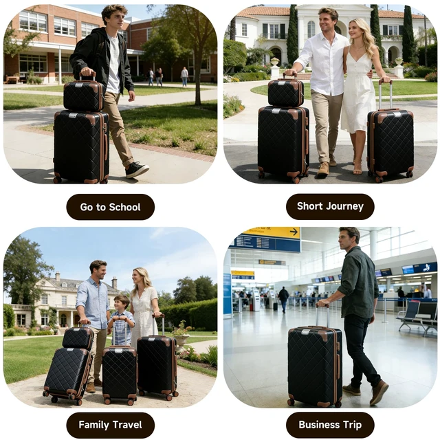 Alt view image 7 of 7 - Voytra Lightweight Carry on Luggage 22x14x9 Airline Approved Suitcases with Wheels YKK Zipper TSA Lock, 2 Piece Luggage Set for Weekend Getaways & Travel Business (14/20 Black)