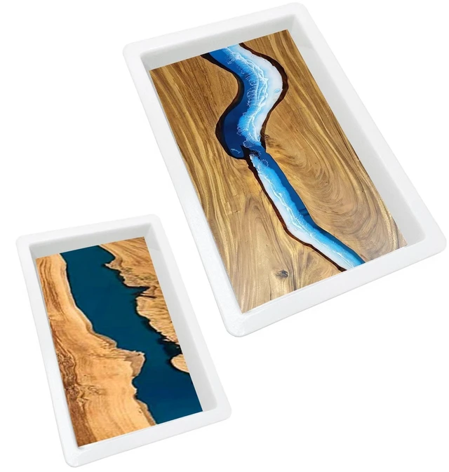 Main image of Large Epoxy Mold 15.8 * 9.8 * 3 inch and 11.3 * 7.5 * 2 inch, Cutting Board Molds for Epoxy Resin, Large Reusable Resin Mold for Coffee Table, River Table, Charcuterie Board, Art Panel