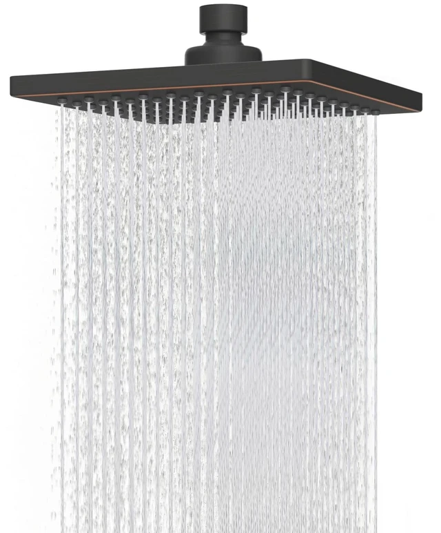Main image of Hibbent cUPC Certified Thick Metal 6'' Rain Shower Head, Oil Rubbed Bronze | High Pressure Shower Head, Bathroom Waterfall Shower Heads, High Flow Fixed Showerheads with Adjustable Brass Ball Joint