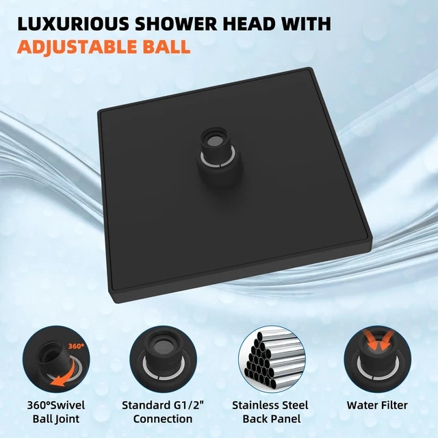 Alt view image 2 of 7 - Hibbent cUPC Certified Thick Metal 6'' Rain Shower Head, Oil Rubbed Bronze | High Pressure Shower Head, Bathroom Waterfall Shower Heads, High Flow Fixed Showerheads with Adjustable Brass Ball Joint