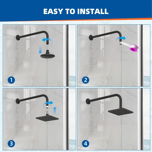 Alt view image 7 of 7 - Hibbent cUPC Certified Thick Metal 6'' Rain Shower Head, Oil Rubbed Bronze | High Pressure Shower Head, Bathroom Waterfall Shower Heads, High Flow Fixed Showerheads with Adjustable Brass Ball Joint