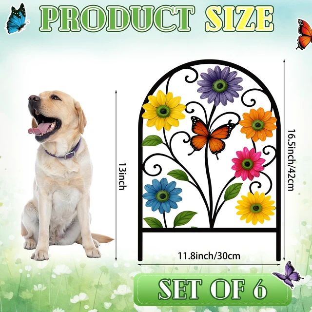 Alt view image 2 of 6 - Yaocom 6 Pack Flower Garden Fence 16.5" H x 11.8" W Yard Decor | Floral Hollow Carved Panels, Metal Garden Border for Flower Beds, Lawn Edging, Patio and Outdoor Decor