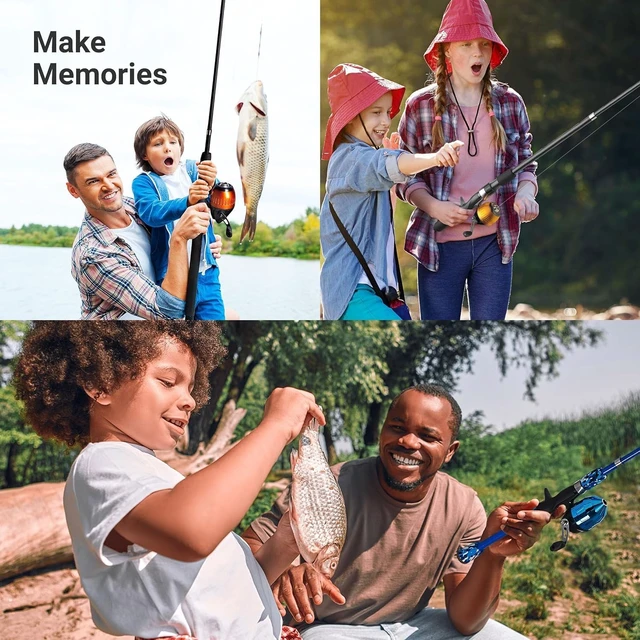 Alt view image 6 of 6 - Lanaak Beginner Kids Fishing Pole & Tackle Box - Kids Fishing Rod Pack of 2 | Kids fishing pole set with reel, net, fishing gear for boys, girls & youth ages 5-10. 2 Pack