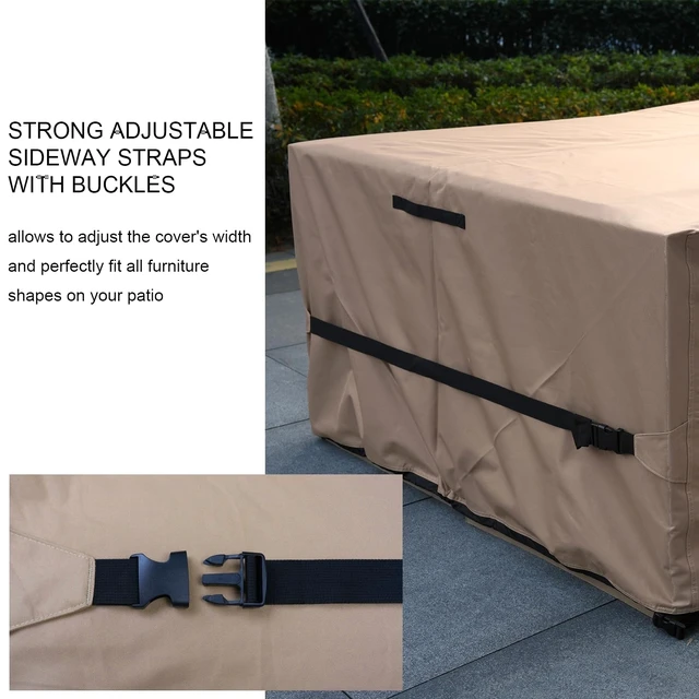 Alt view image 5 of 7 - Patio Furniture Set Cover Waterproof Rectangular Heavy Duty 600D Outdoor Sectional Sofa Couch Cover Large Outside Dining Table and Chairs Covers Patio Conversation Set Cover Brown 109 x 84 Inch