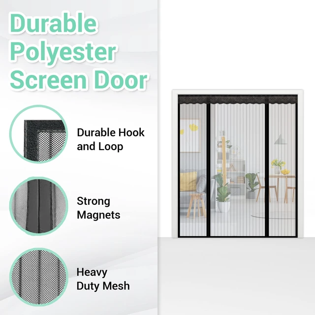 Alt view image 3 of 6 - Ngreen Magnetic Screen Door Mesh - Heavy Duty Double Doors Screen Closure with Magnets for Sliding, Patio, French, Front and Back Door, Kid and Pet Friendly, Easy Install